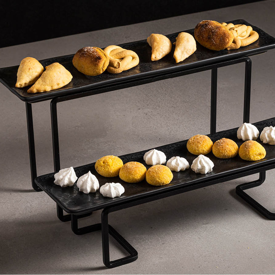 Boutique Black Metallic Low Rectangular Riser 280x94mm