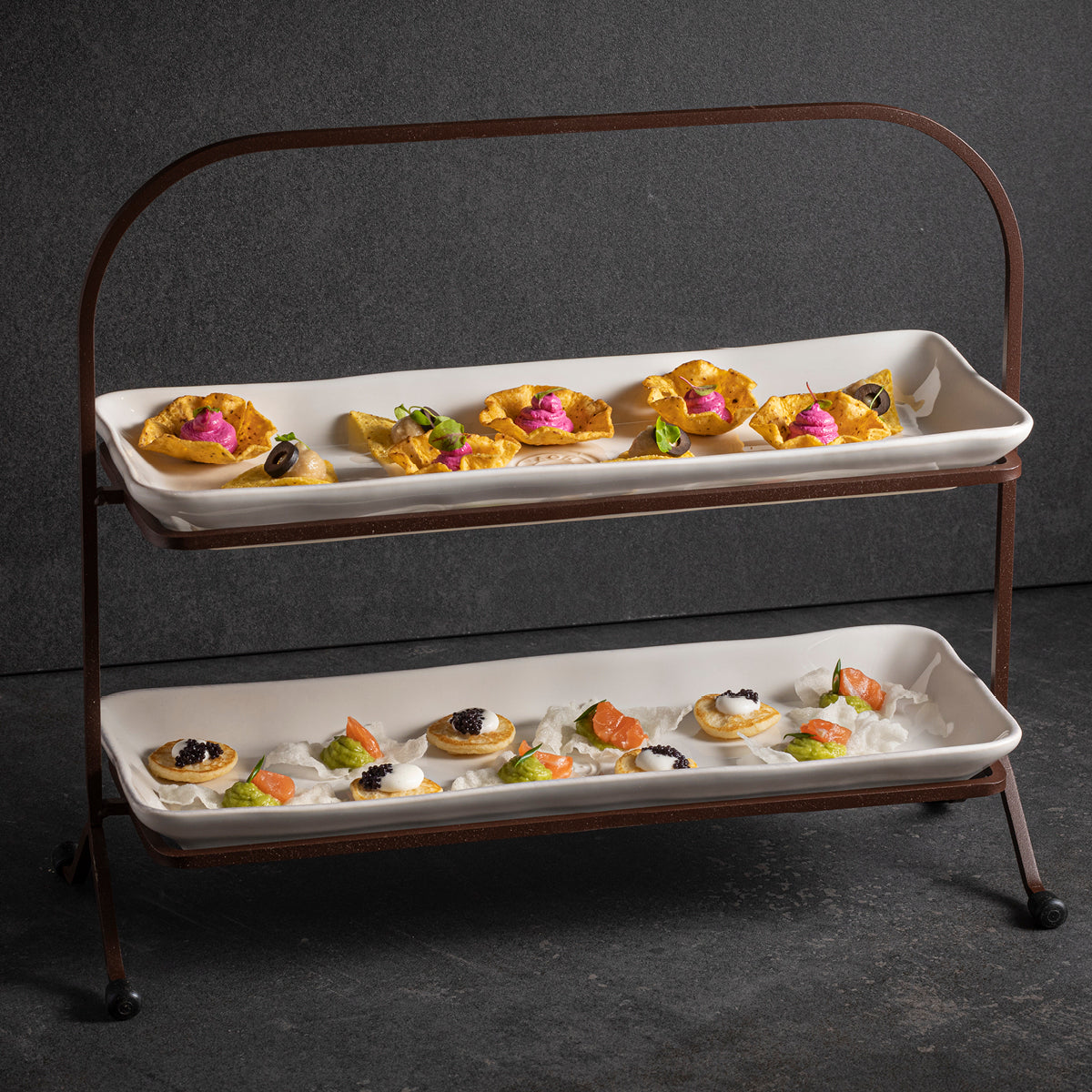 301250 Costa Nova Nova White 2-Tiered Stand 400x155mm  Tomkin Australia Hospitality Supplies