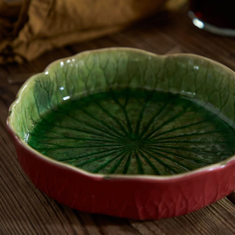 301511 Costa Nova Riviera Tomate Hydrangea Leaf Plate 218x191mm Tomkin Australia Hospitality Supplies