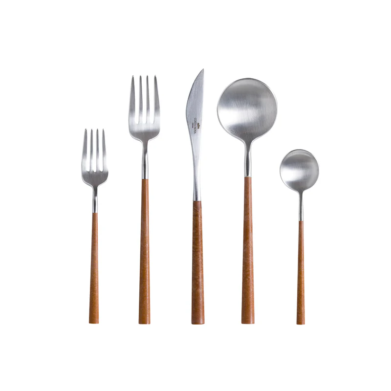 Mito Brushed Wood 5pc Cutlery Set