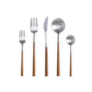 Mito Brushed Wood 5pc Cutlery Set