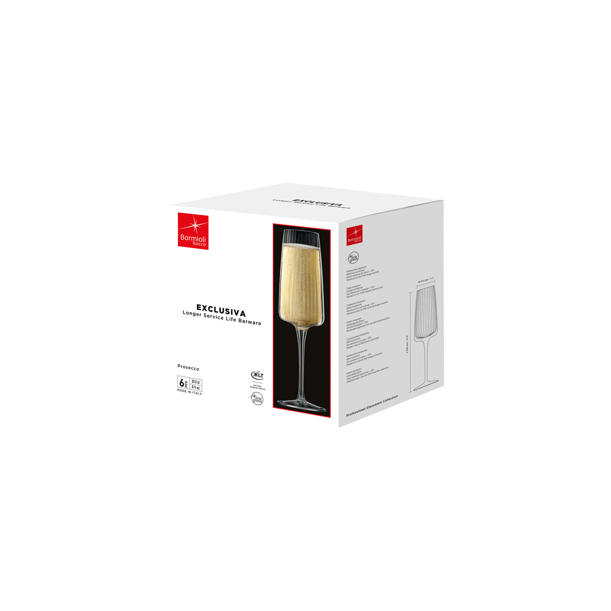 320-200 Bormioli Rocco Exclusiva Prosecco Champagne Glass 255ml Tomkin Australia Hospitality Supplies