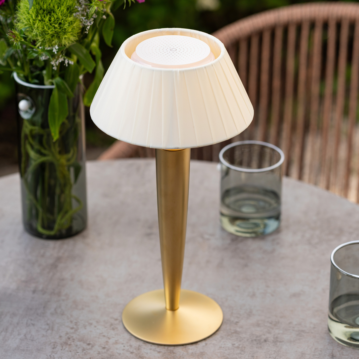 Flaminia Matt Bronze + Ivory Lampshade LED Table Lamp