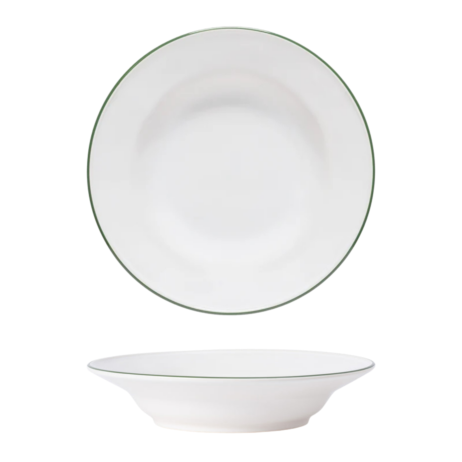 Beja White-Green Deep Rimmed Plate 260mm