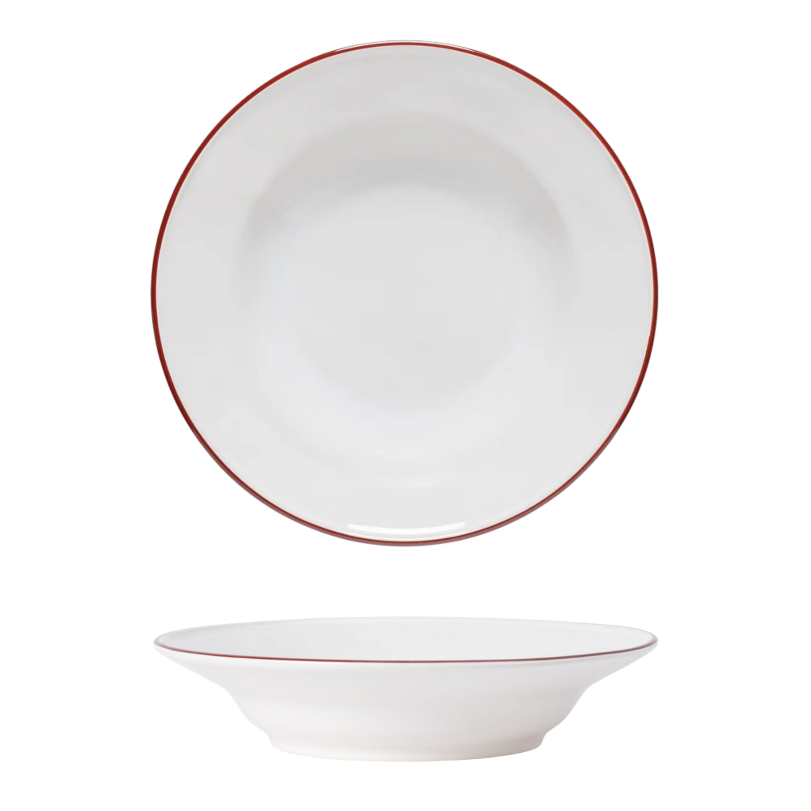Beja White-Red Deep Rimmed Plate 260mm