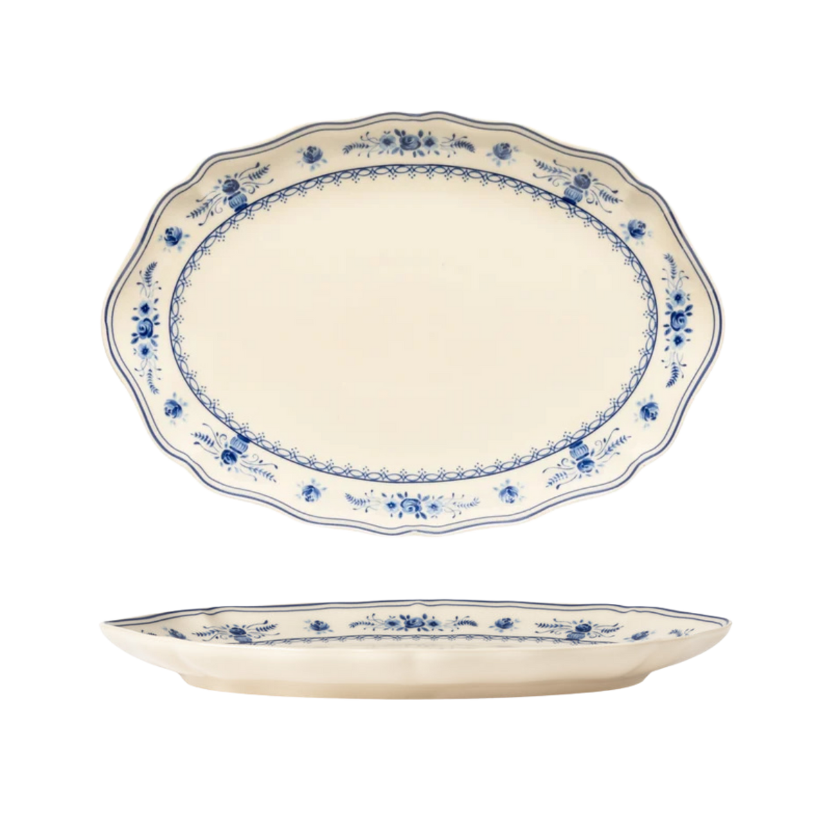 Vila Beige-Blue Oval Platter 320mm