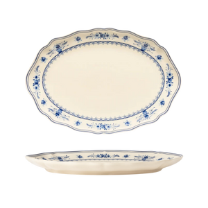 Vila Beige-Blue Oval Platter 320mm
