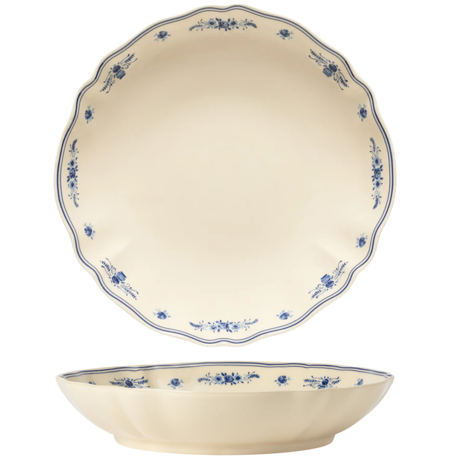 Vila Beige-Blue Pasta/Serving Bowl 340mm