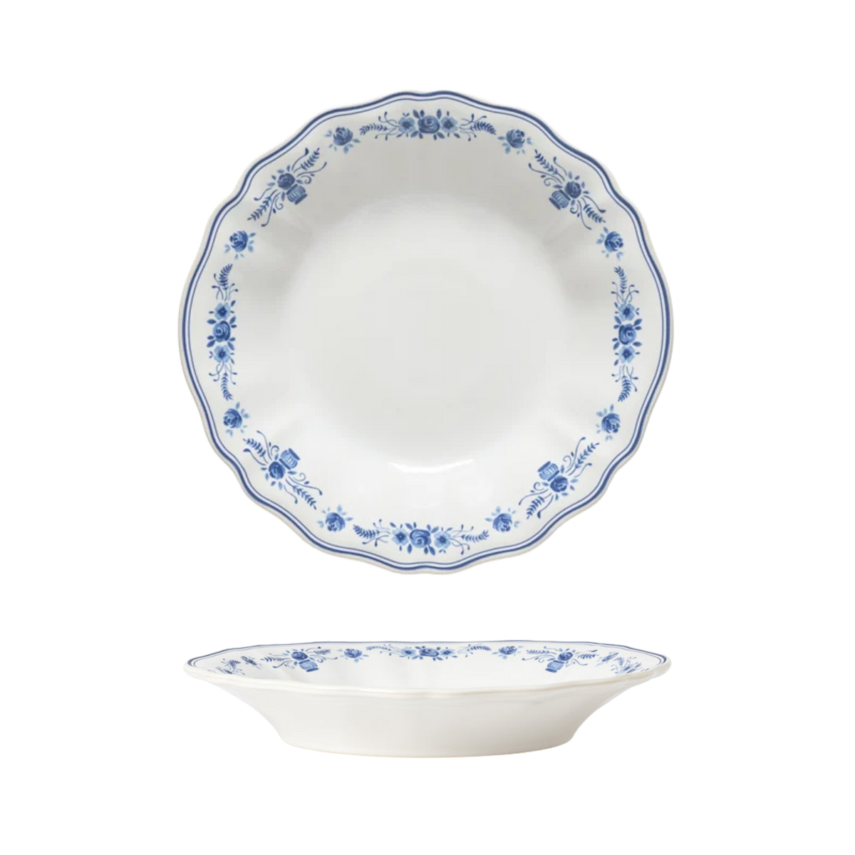 Vila White-Blue Soup/Pasta Plate 245mm