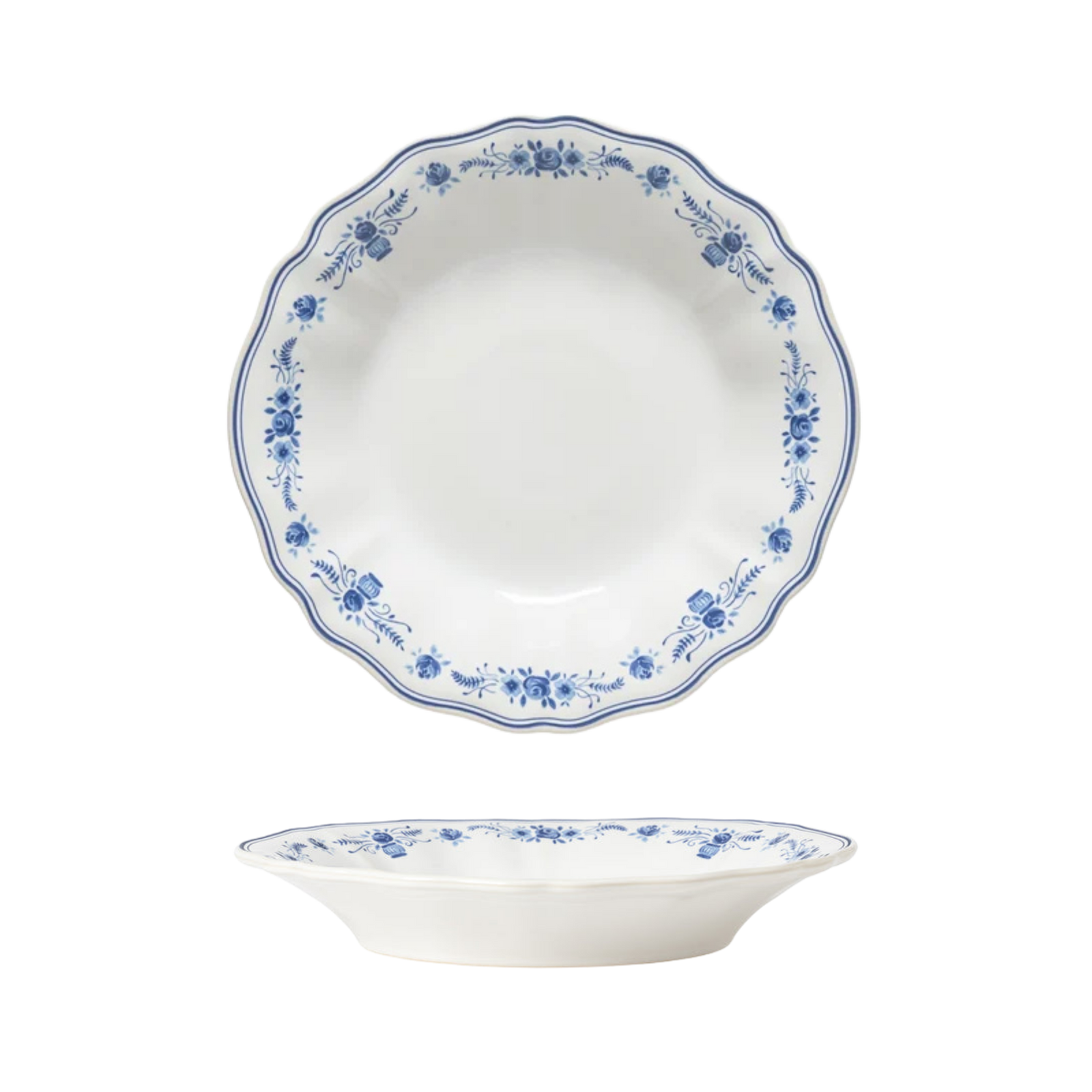 Vila White-Blue Soup/Pasta Plate 245mm