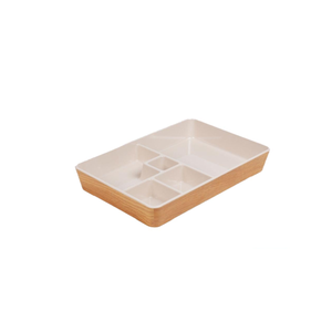 Zicco Melamine Inroom Bento 5 Complete Box Wood / White 284x189x41mm
