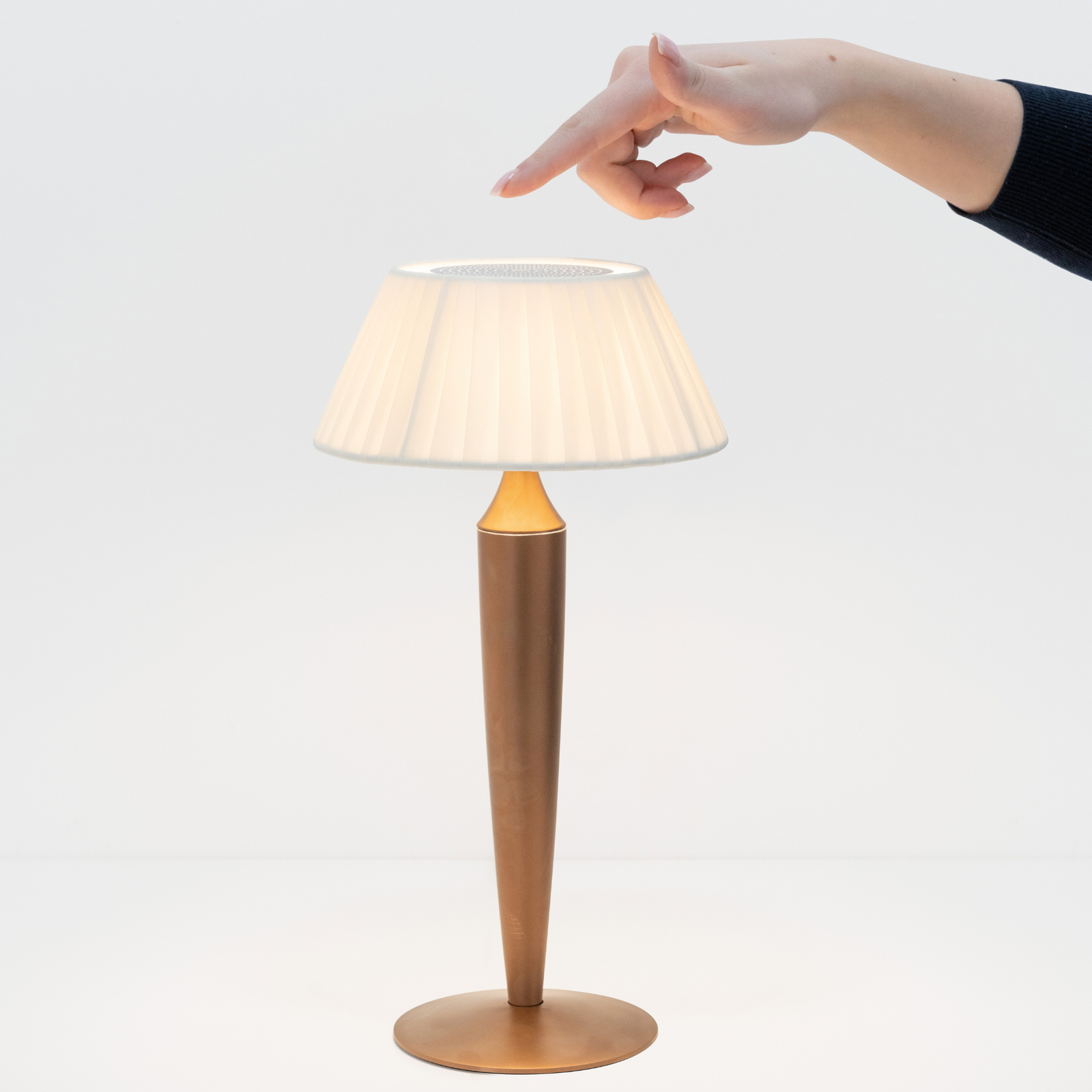 Flaminia Matt Bronze + Ivory Lampshade LED Table Lamp