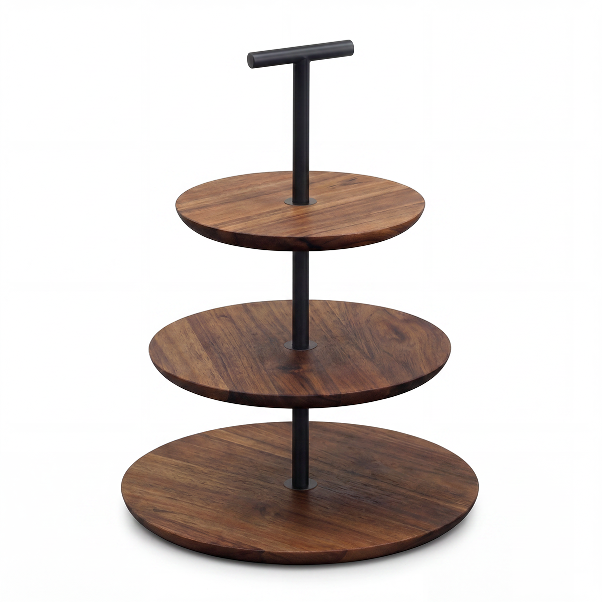 Serve Walnut 3-Tier Round Stand 325x325x480mm