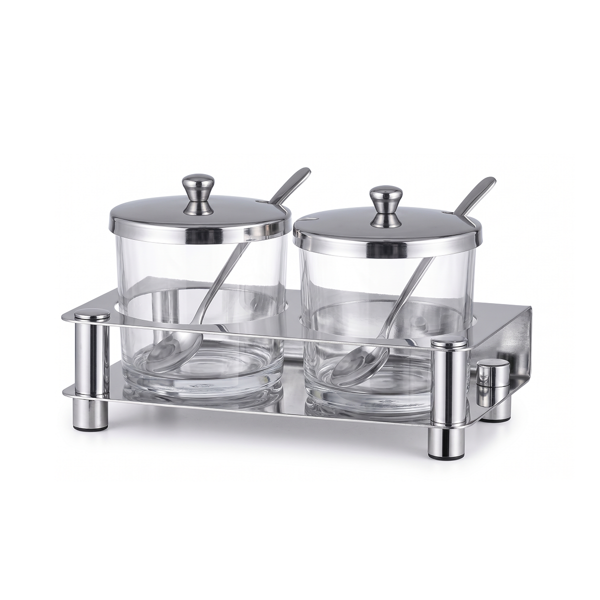 Serve 2-Jar Condiment Holder Set Stainless Steel 190x105x135mm