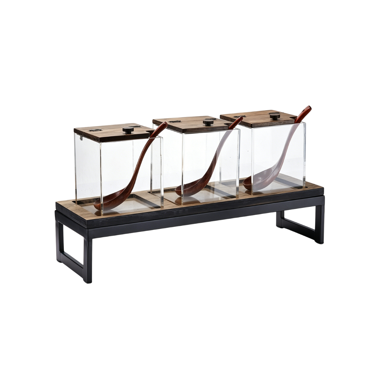 Serve Beech 3-Jar Condiment Holder 530x162x150mm