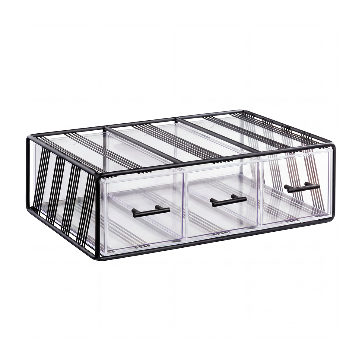Serve Black 3-Draw Display Case 560x360x180mm