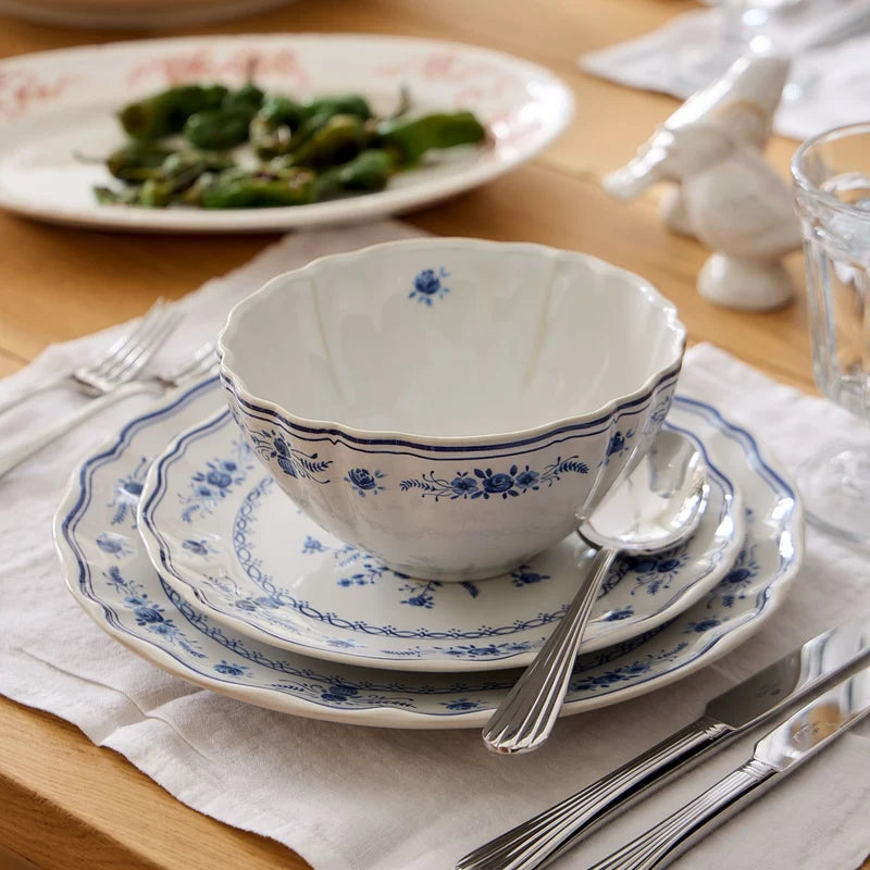 Vila White-Blue Soup/Cereal Bowl 162mm