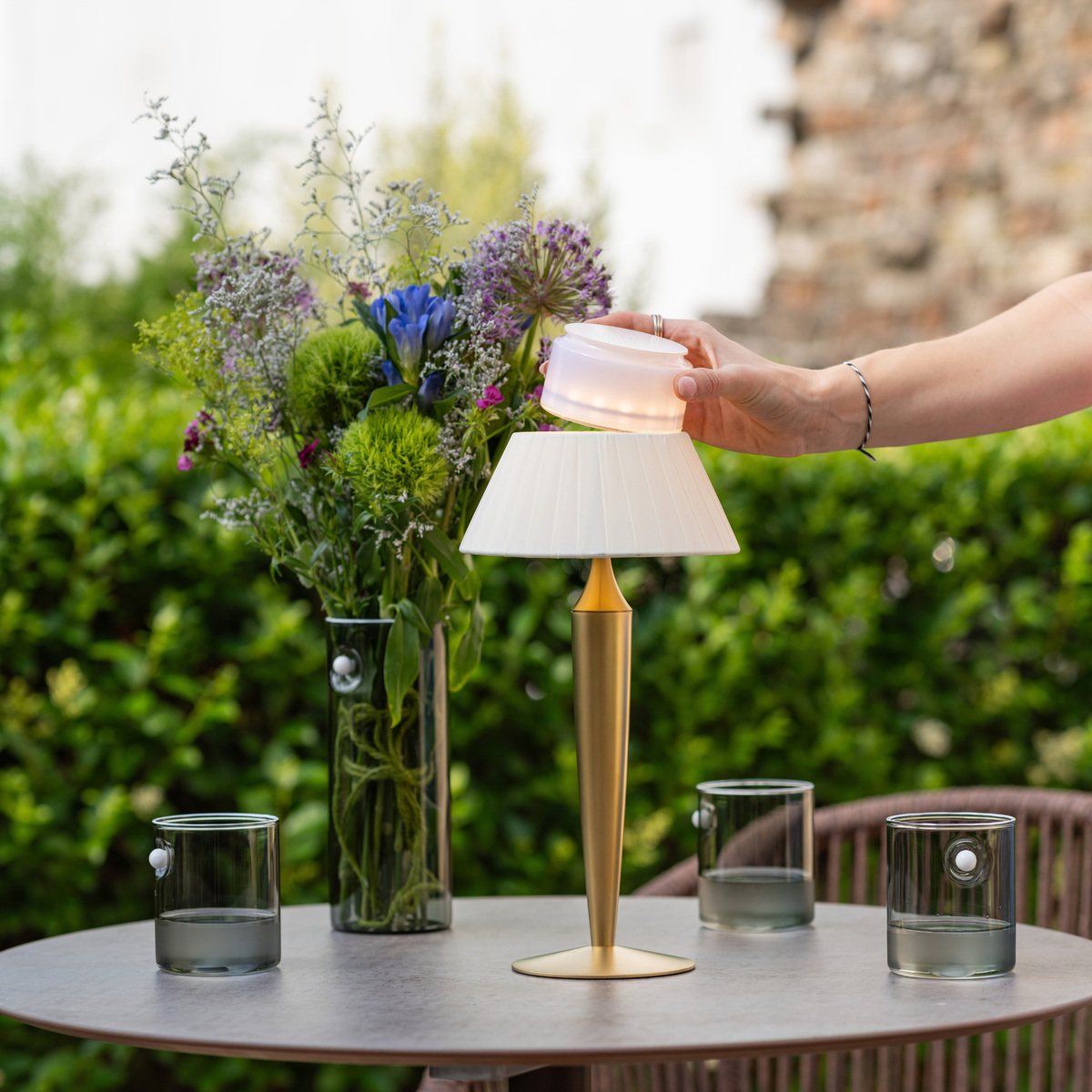 Flaminia Matt Bronze + Ivory Lampshade LED Table Lamp