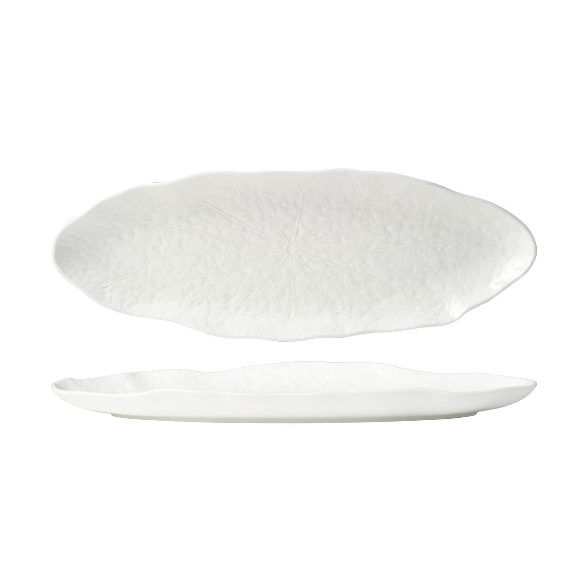 902104 Tablekraft Fusion Lotus Oval Flared Plate 388mm White Tomkin Australia Hospitality Supplies