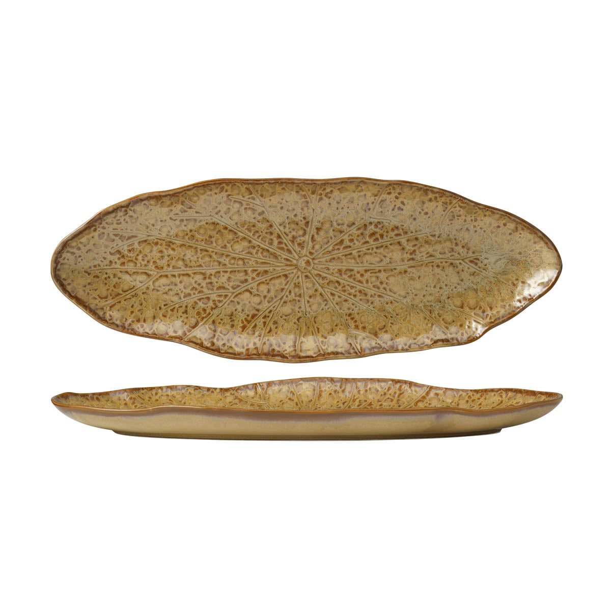 902114 Tablekraft Fusion Lotus Oval Flared Plate 388mm Cinnamon Tomkin Australia Hospitality Supplies