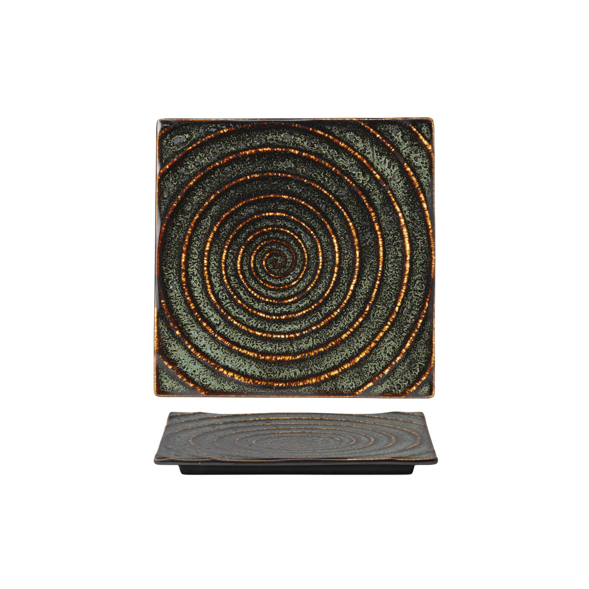 902231 Tablekraft Fusion Square Tile Plate 256mm Patina Tomkin Australia Hospitality Supplies