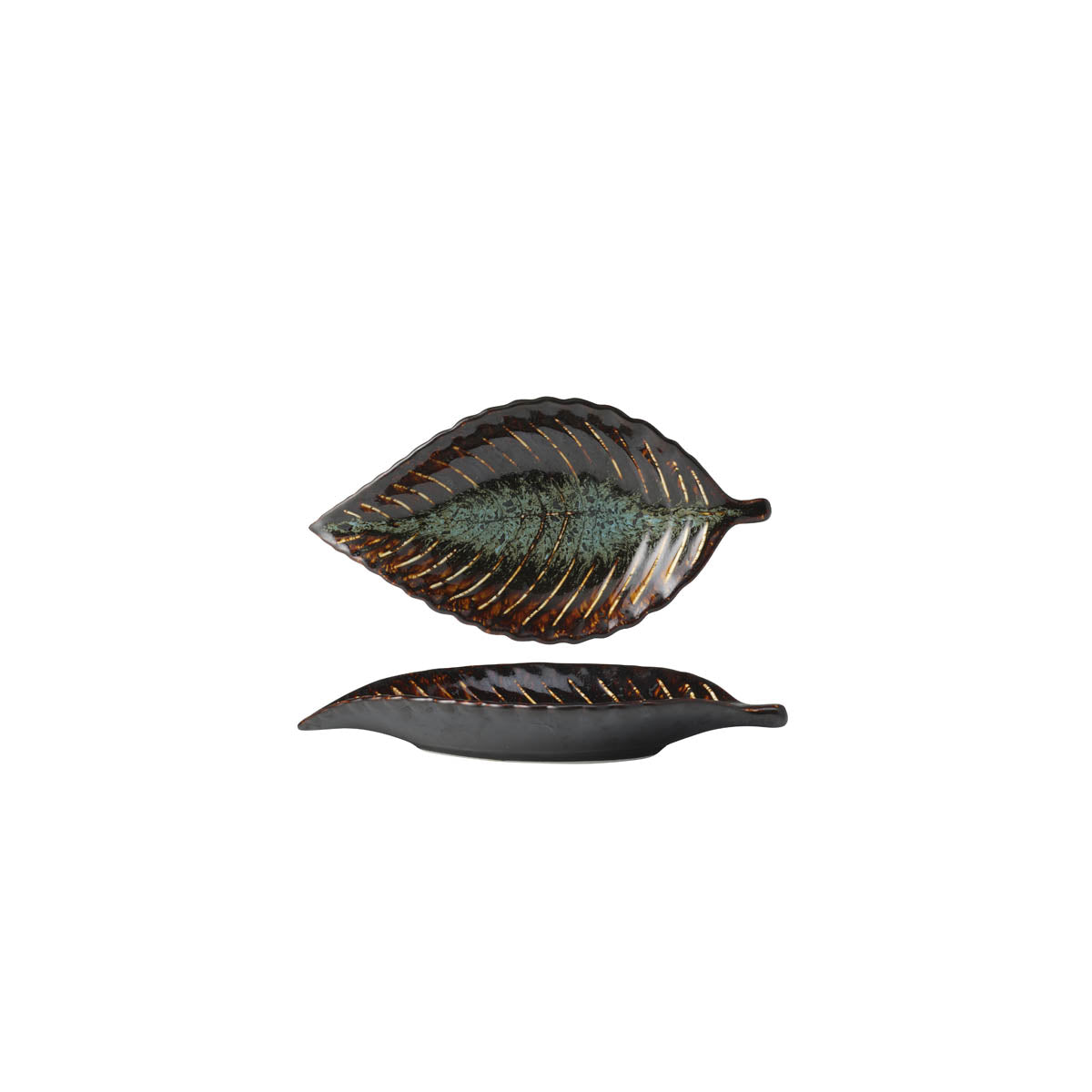 902240 Tablekraft Fusion Leaf Plate 220mm Patina Tomkin Australia Hospitality Supplies