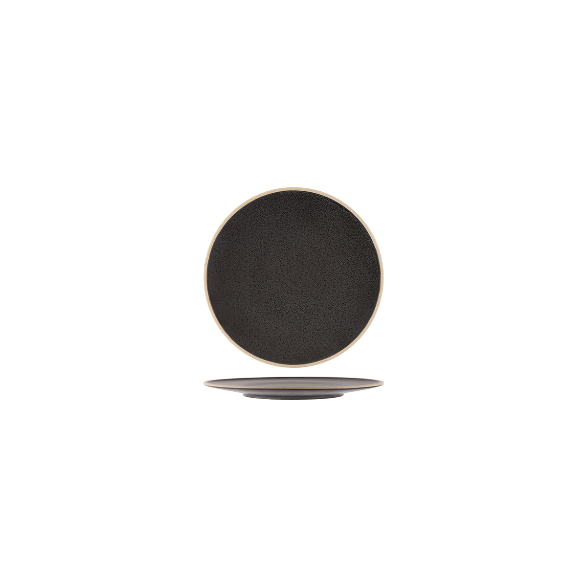 908732 Tablekraft Soho Speckle Black Round Plate 160mm Tomkin Australia Hospitality Supplies