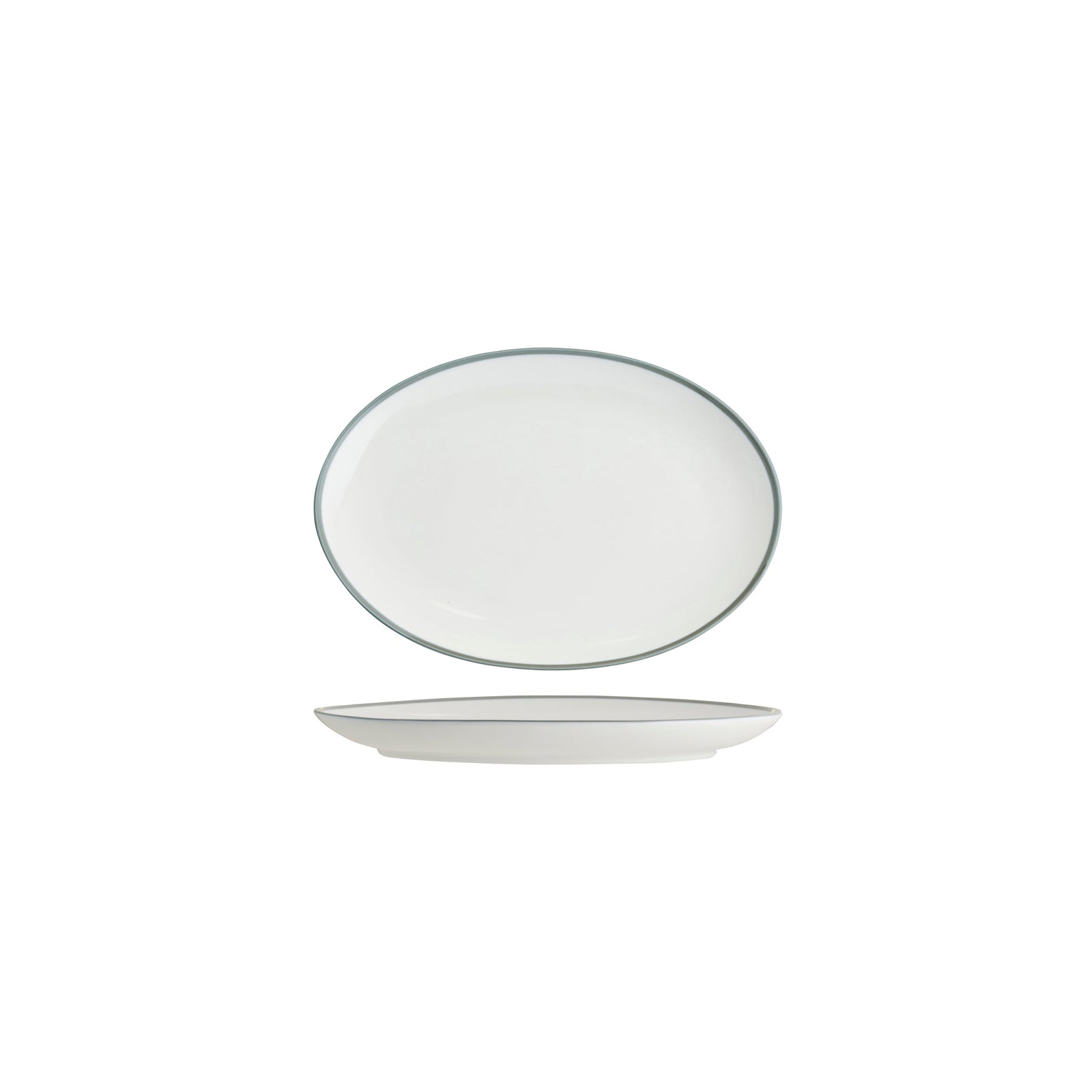 Core Oval Coupe Plate Grey Rim 230x165x22mm