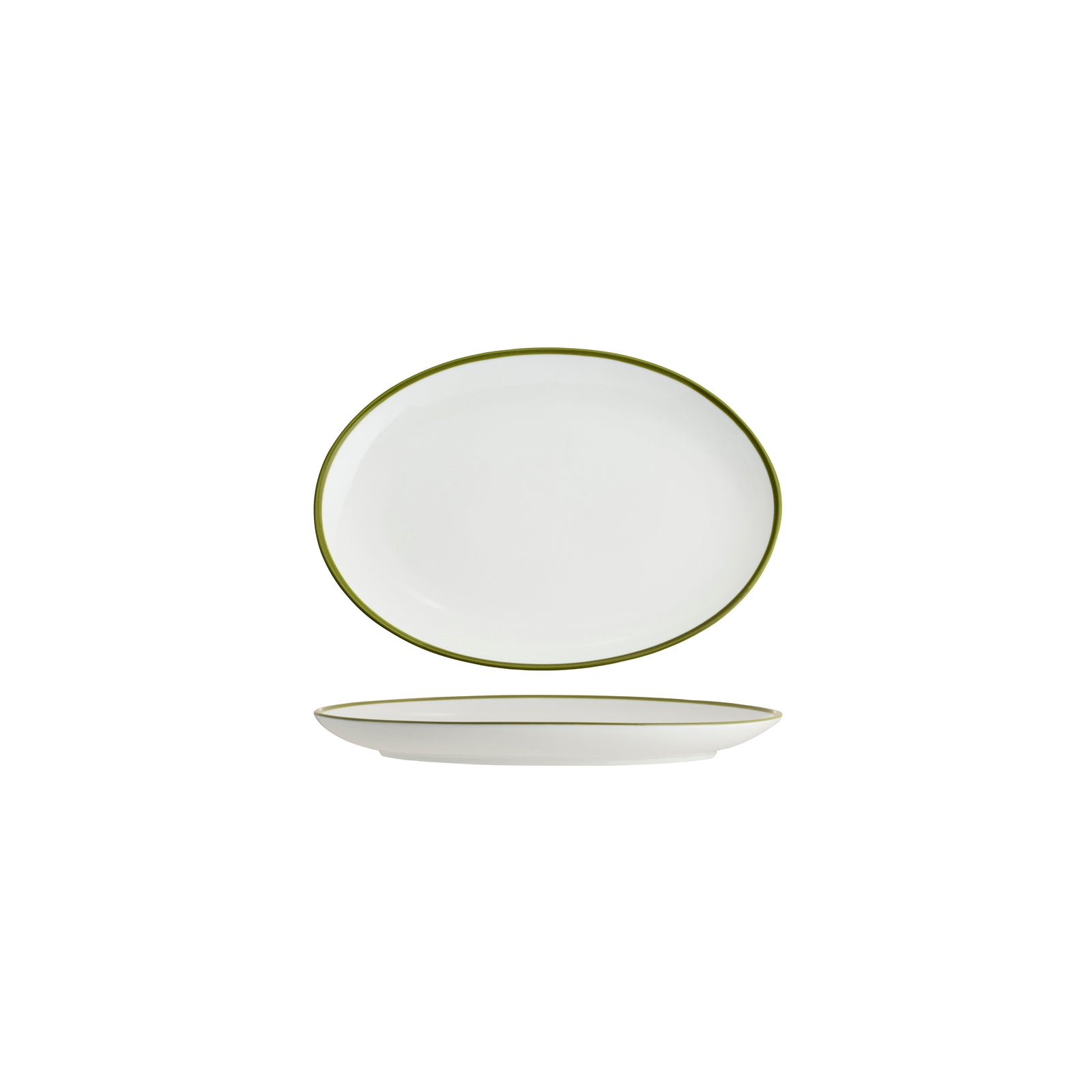 Core Oval Coupe Plate Olive Green Rim 230x165x22mm