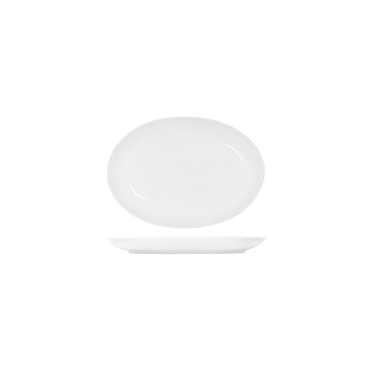 91020 Tablekraft Core White Oval Coupe Platter 230x165mm Tomkin Australia Hospitality Supplies