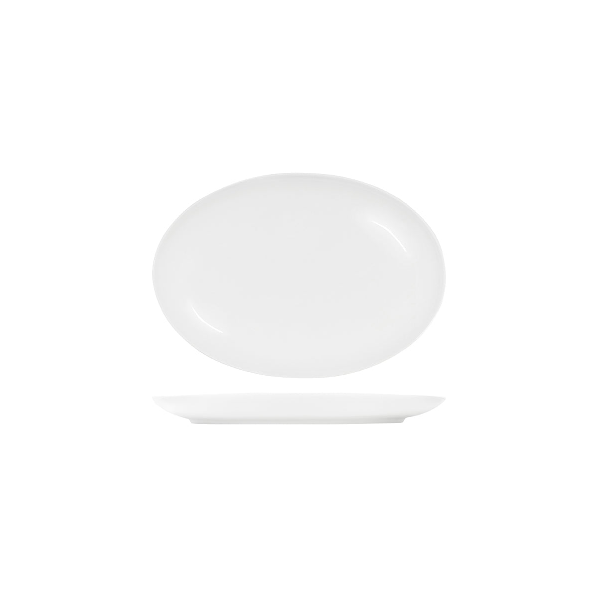 91022 Tablekraft Core White Oval Coupe Platter 300x215mm Tomkin Australia Hospitality Supplies