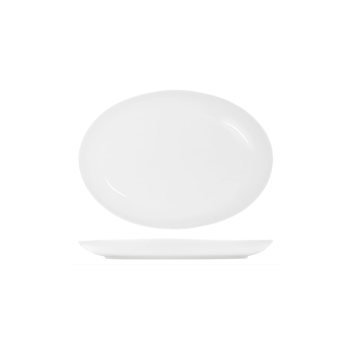91023 Tablekraft Core White Oval Coupe Platter 355x260mm Tomkin Australia Hospitality Supplies