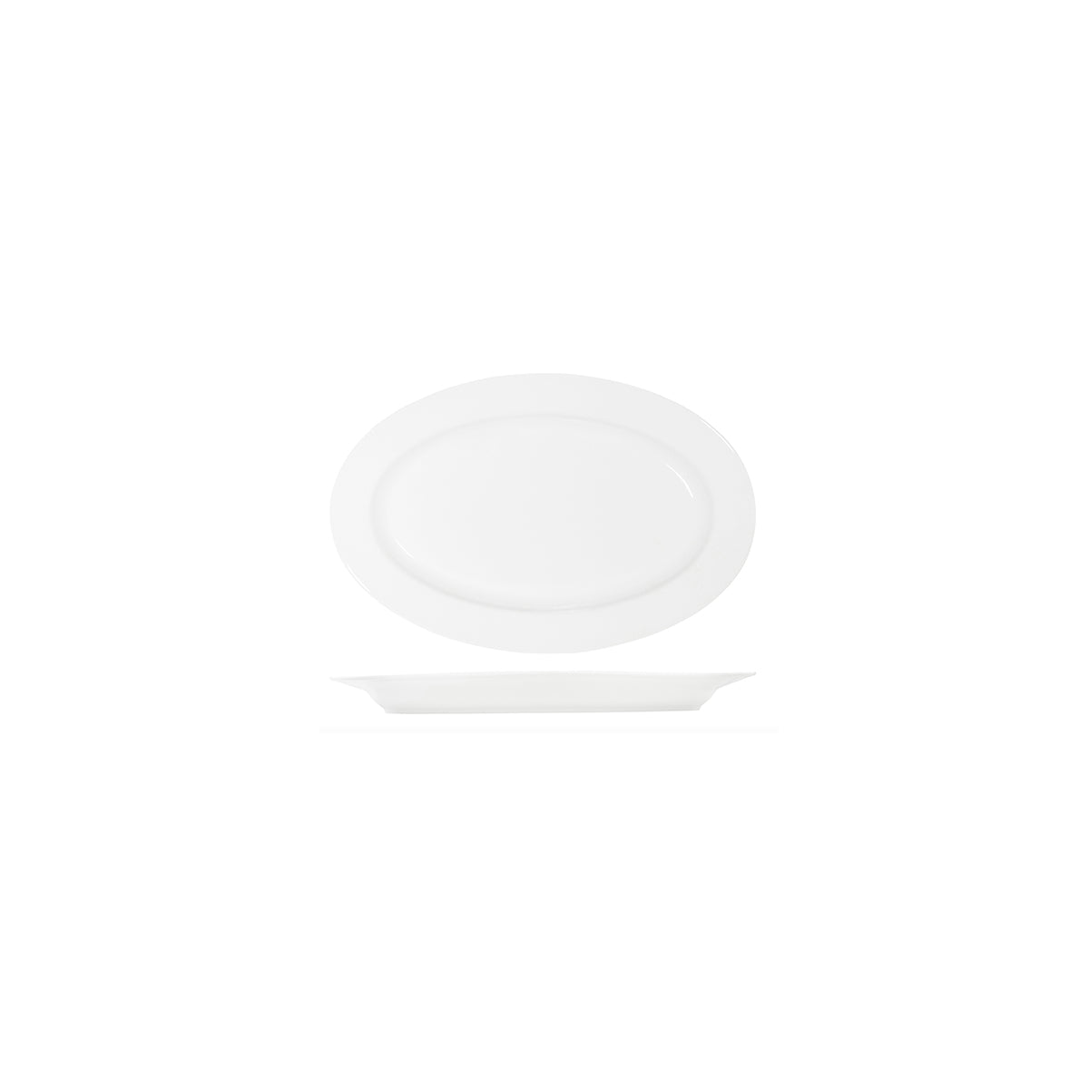 91030 Tablekraft Core White Oval Wide Rim Platter 200x140mm Tomkin Australia Hospitality Supplies