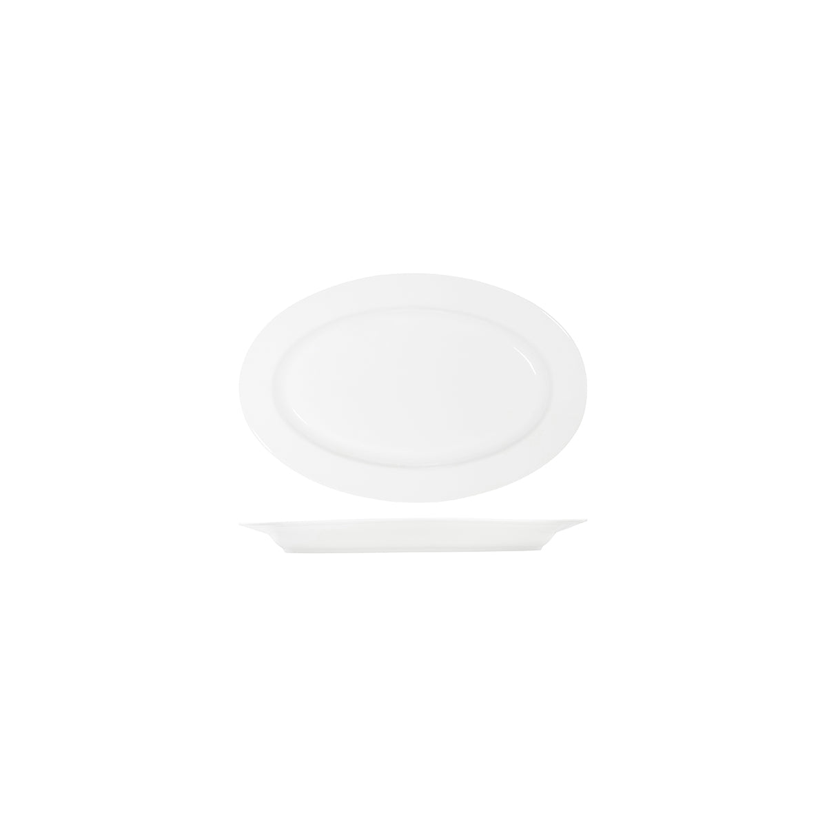 91031 Tablekraft Core White Oval Wide Rim Platter 230x155mm Tomkin Australia Hospitality Supplies