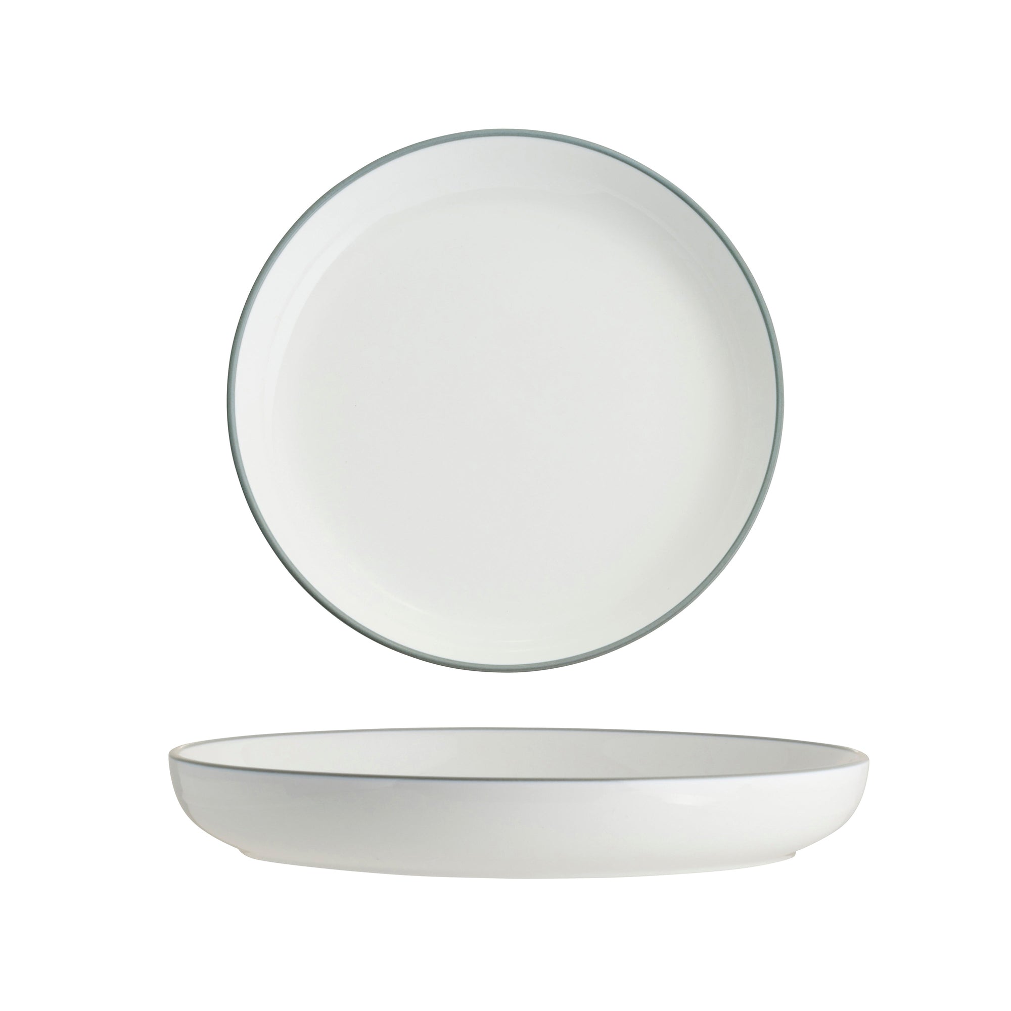 Core Round Plate Walled Lip Grey Rim 200x23mm