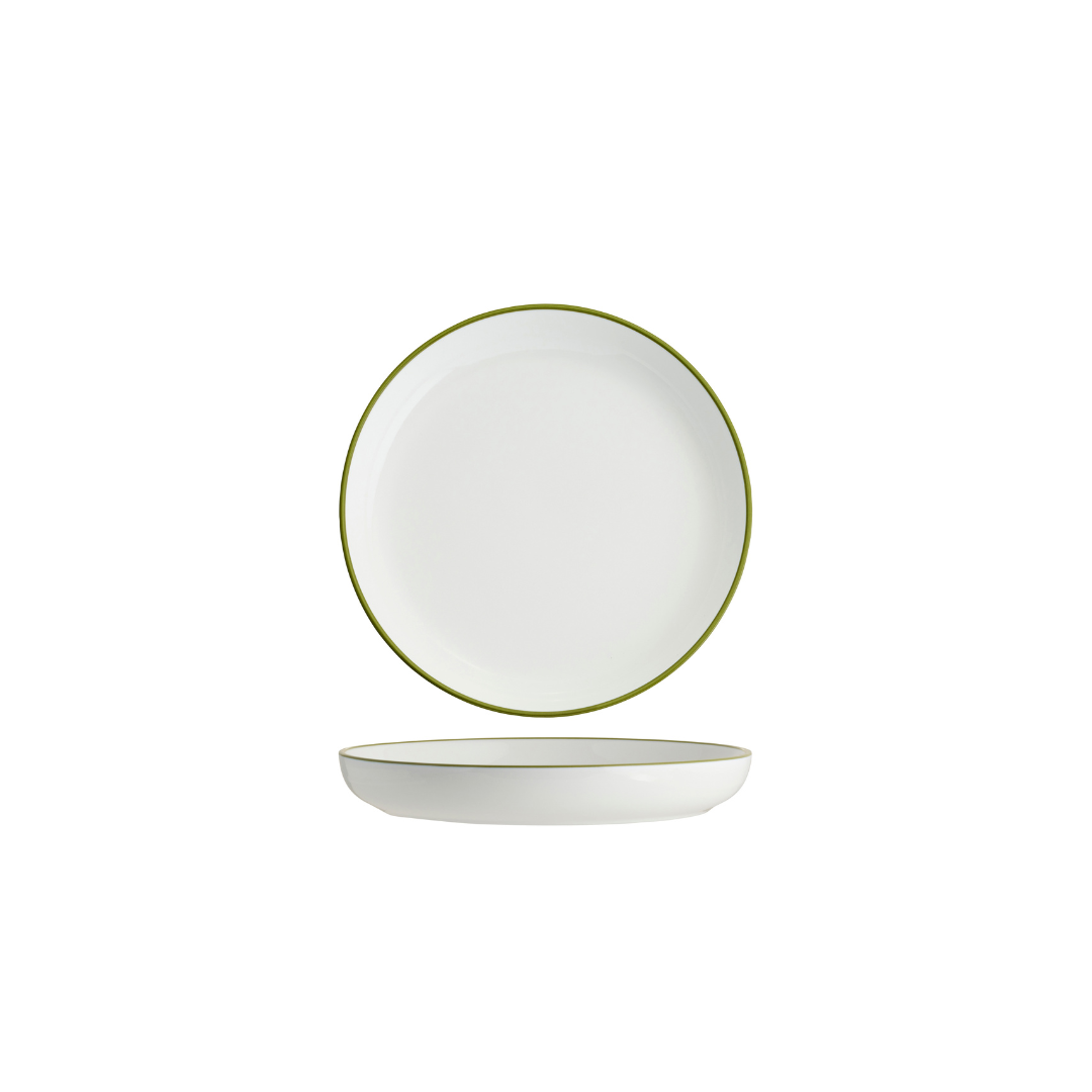 Core Round Plate Walled Lip Olive Green Rim 200x23mm