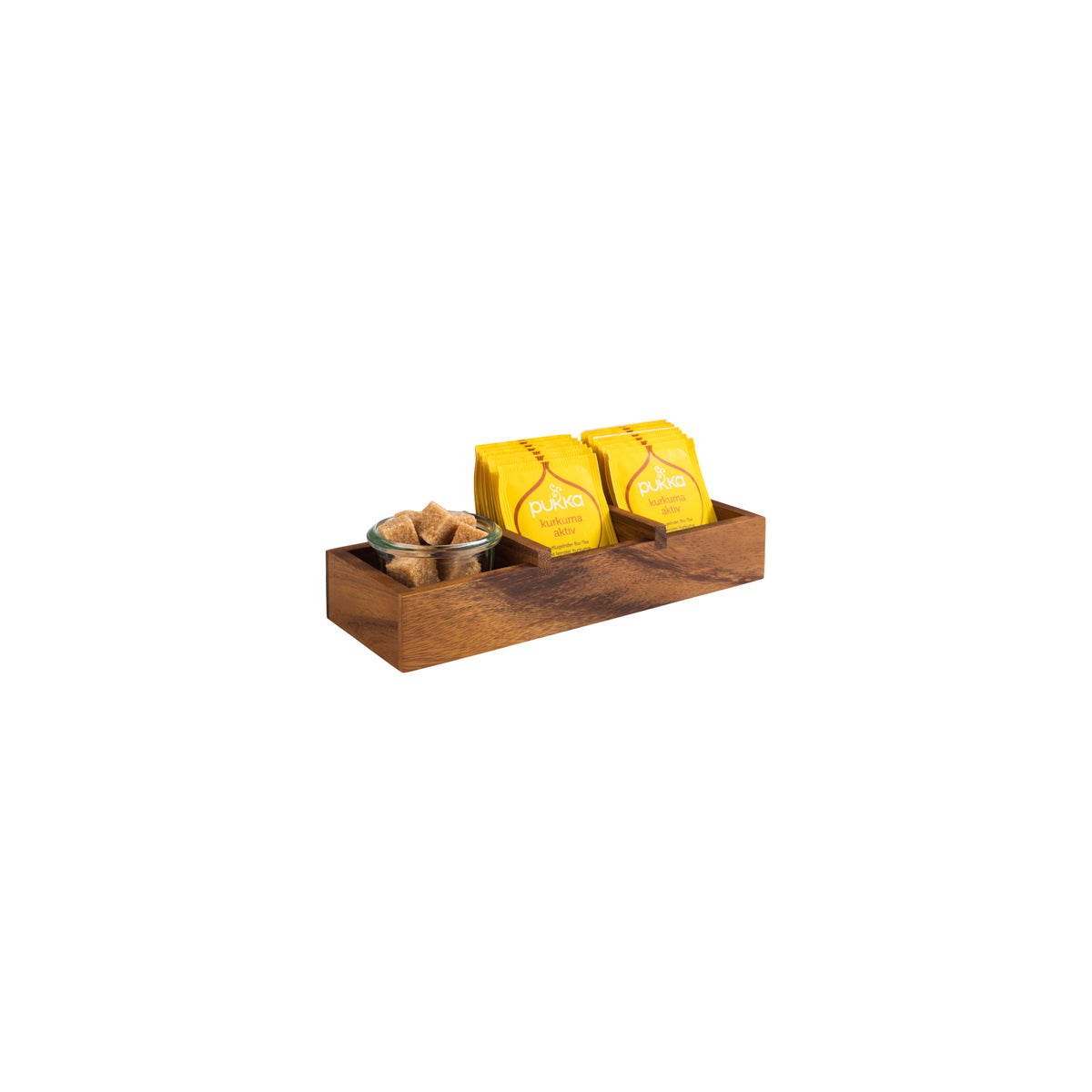APS Acacia Table Woodbox 3 Compartment 235x85x45mm