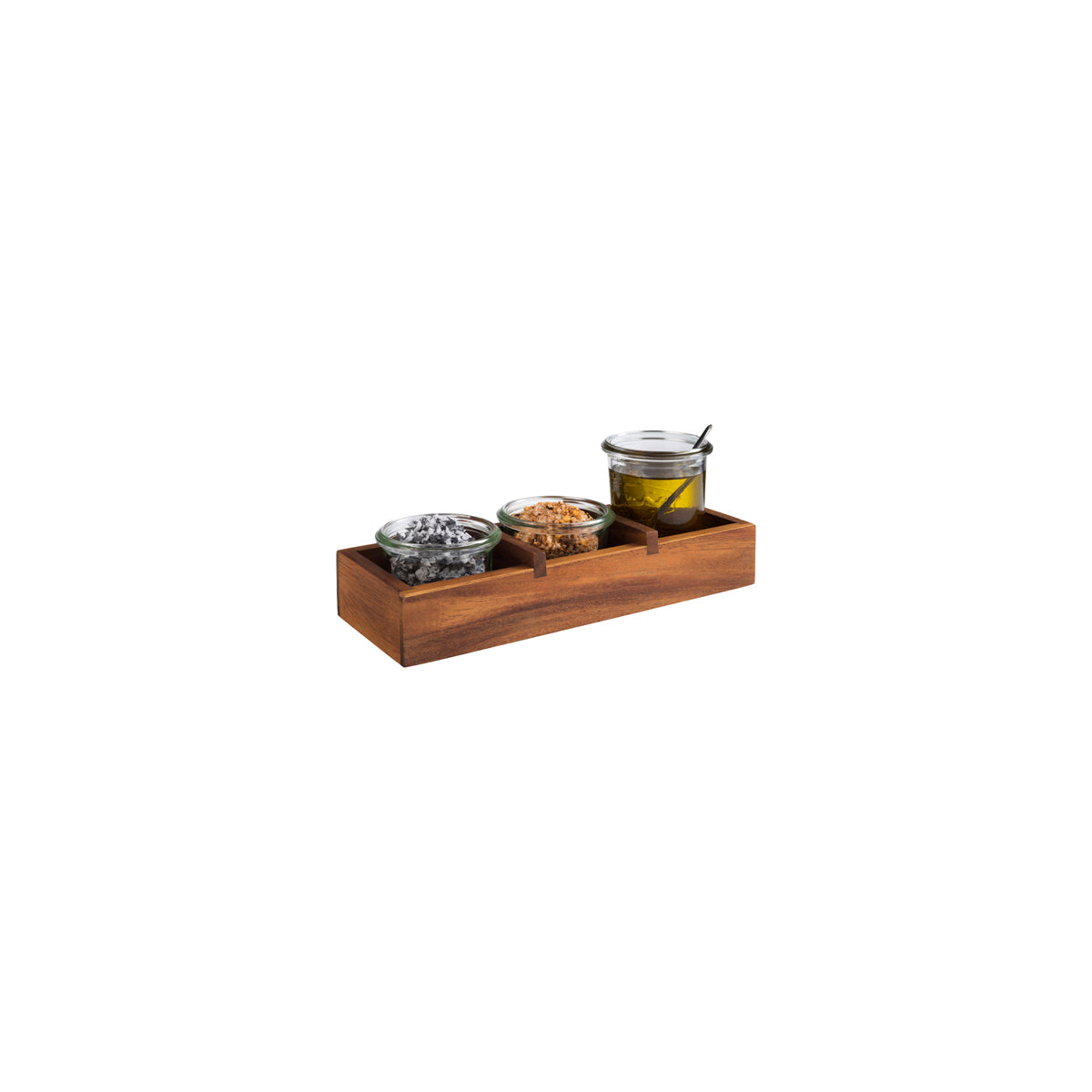 APS Acacia Table Woodbox 3 Compartment 235x85x45mm