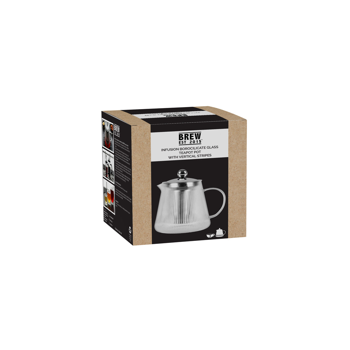 Infusion Teapot With Vertical Stripes 600ml