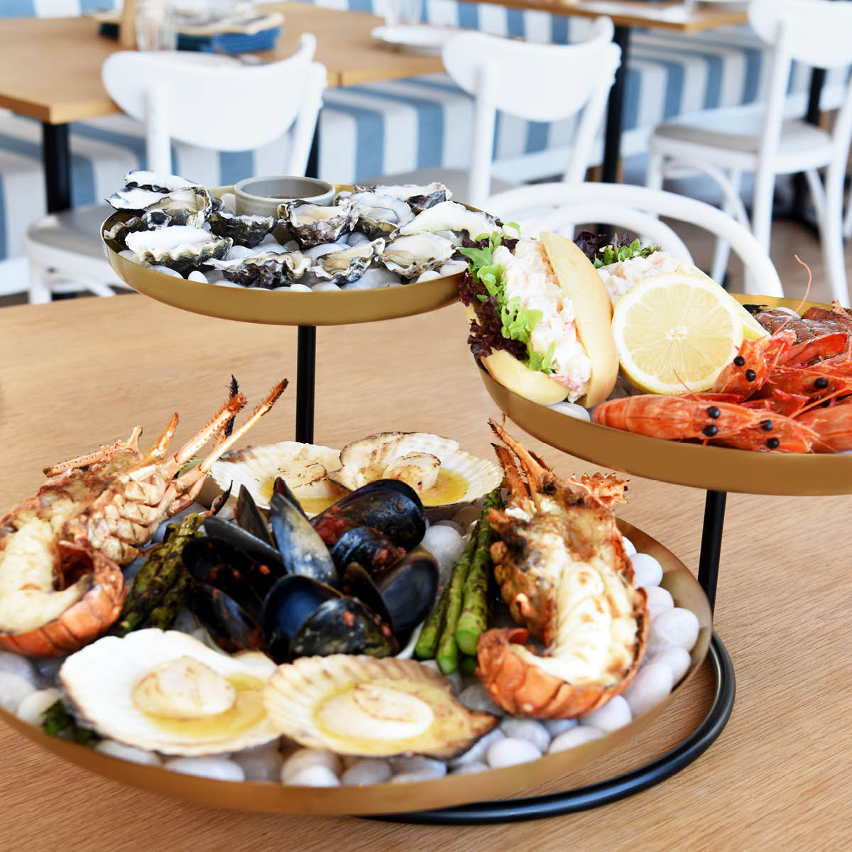 06994 Chef Inox Seafood Stand 3-Tier Brass / Iron 640x560x230mm Tomkin Australia Hospitality Supplies