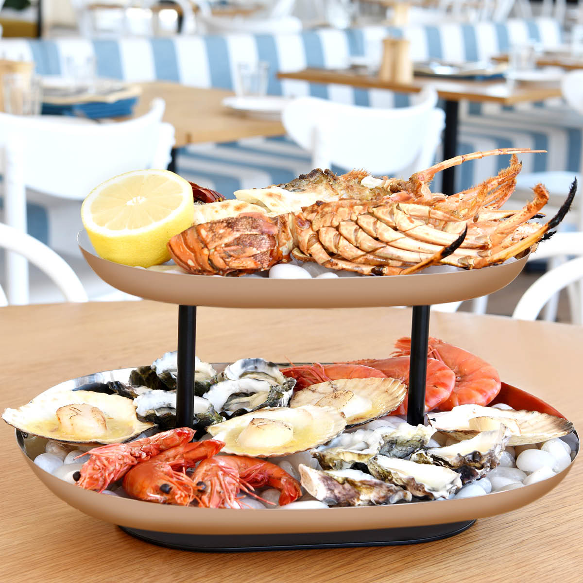 06990 Chef Inox Seafood Stand 2-Tier Stainless Steel / Iron 385x260x195mm Tomkin Australia Hospitality Supplies