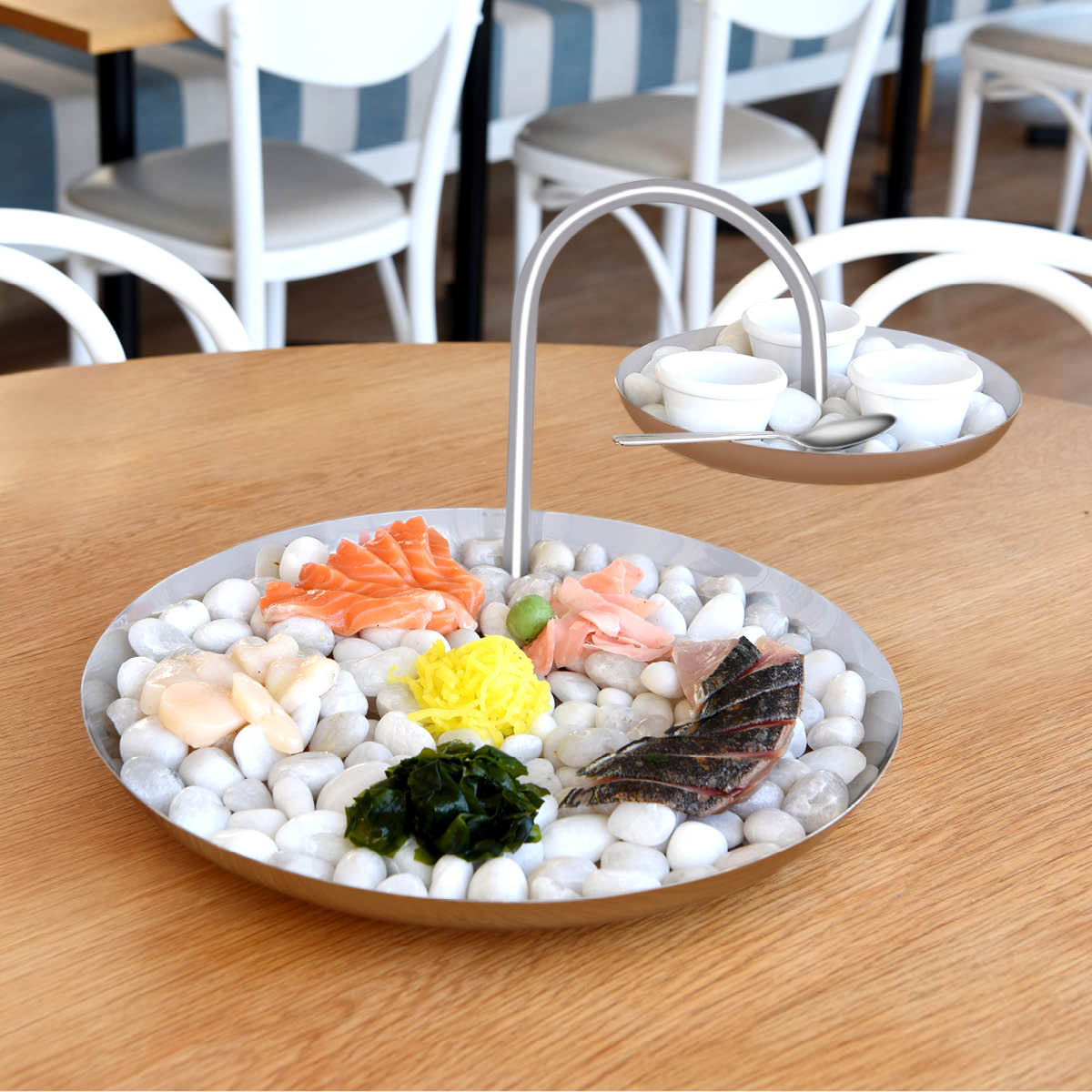 06992 Chef Inox Round Seafood Stand 2-Tier Stainless Steel / Iron 365x365x255mm Tomkin Australia Hospitality Supplies