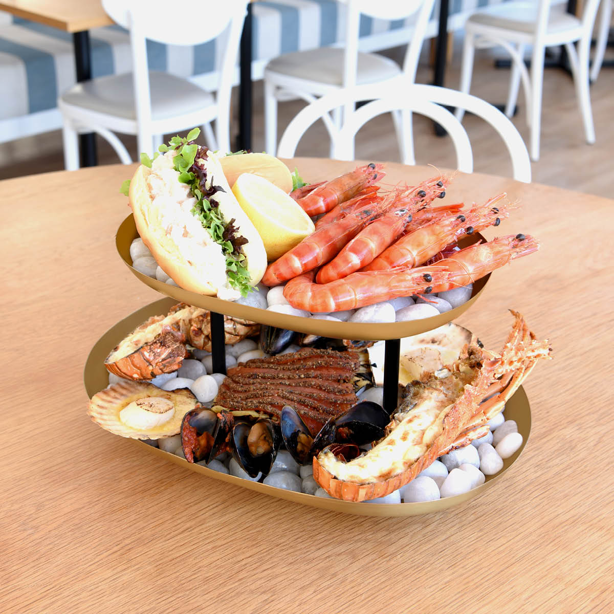 Chef Menu Stand Chef Inox Seafood Stand 2-Tier Brass / Iron 385x260x195mm | Tomkin ...