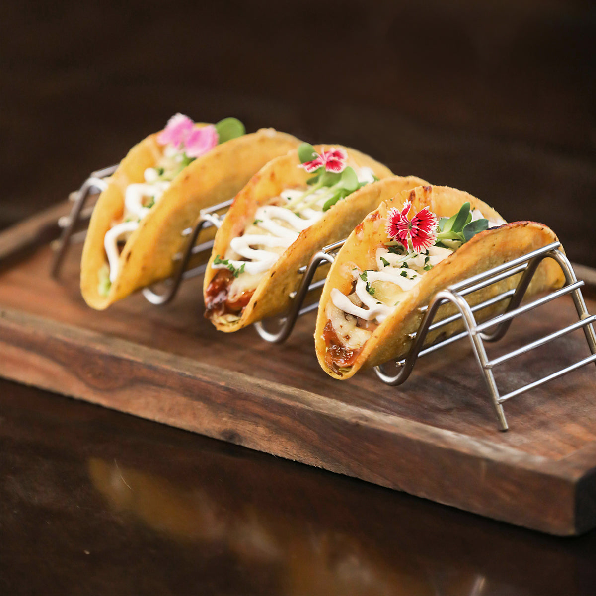 78709 Chef Inox Coney Island Taco Holder / Stand Wire – 3 Compartment Tomkin Australia Hospitality Supplies