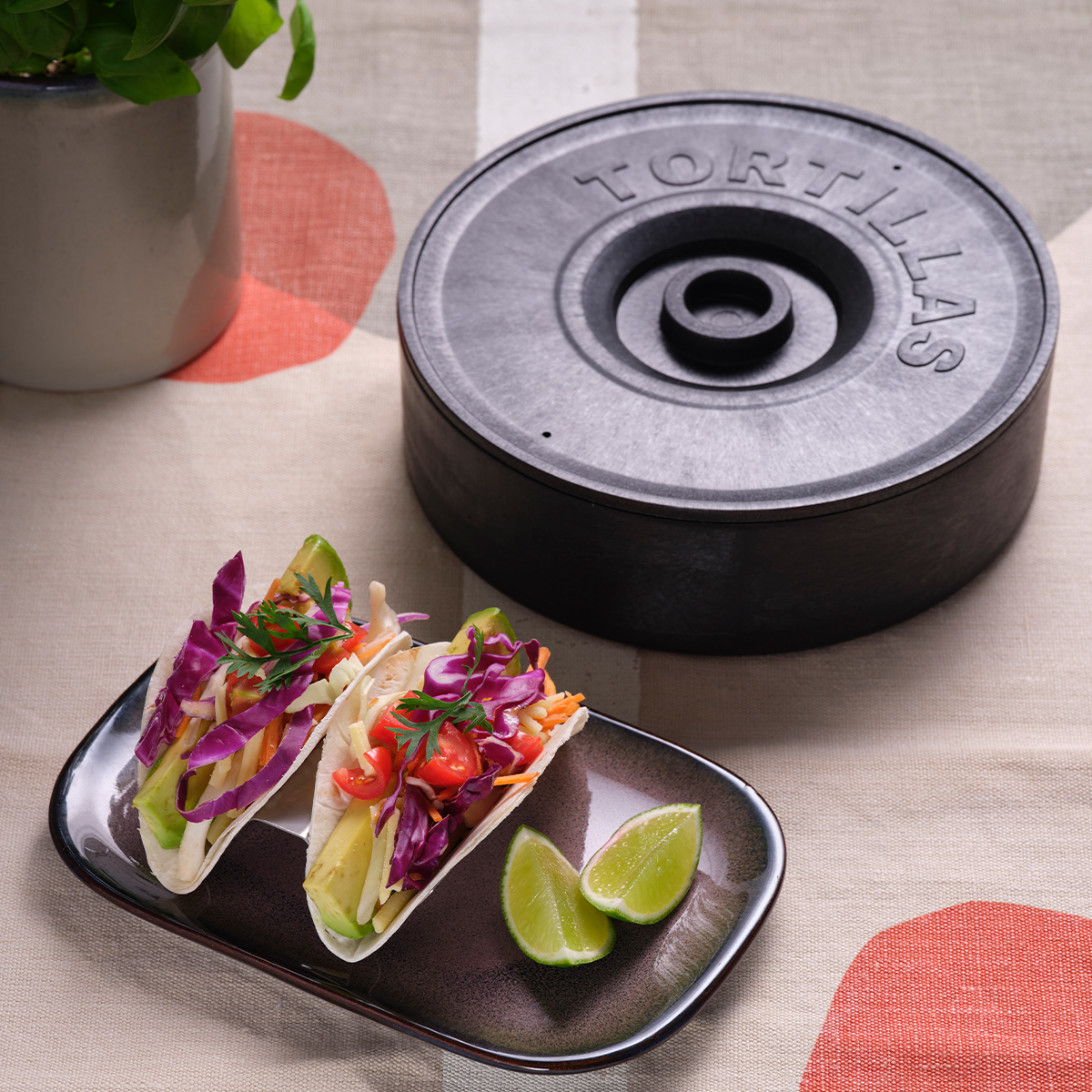 Coney Island Round Tortilla Warmer w/ Lid Stackable - Black
