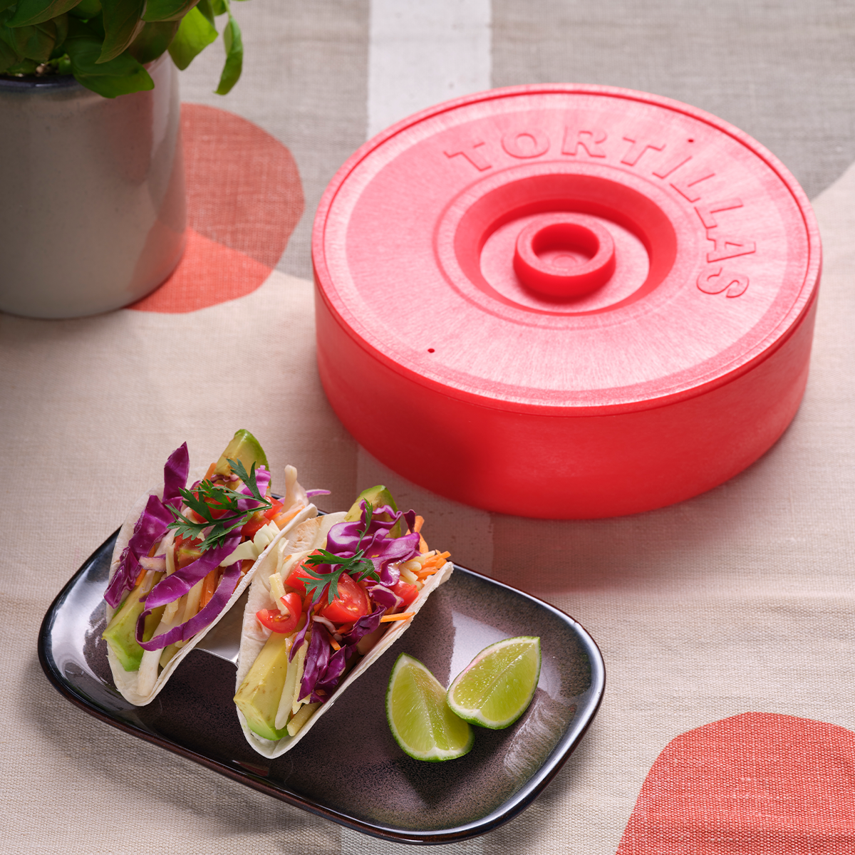 Coney Island Round Tortilla Warmer w/Lid Stackable - Red