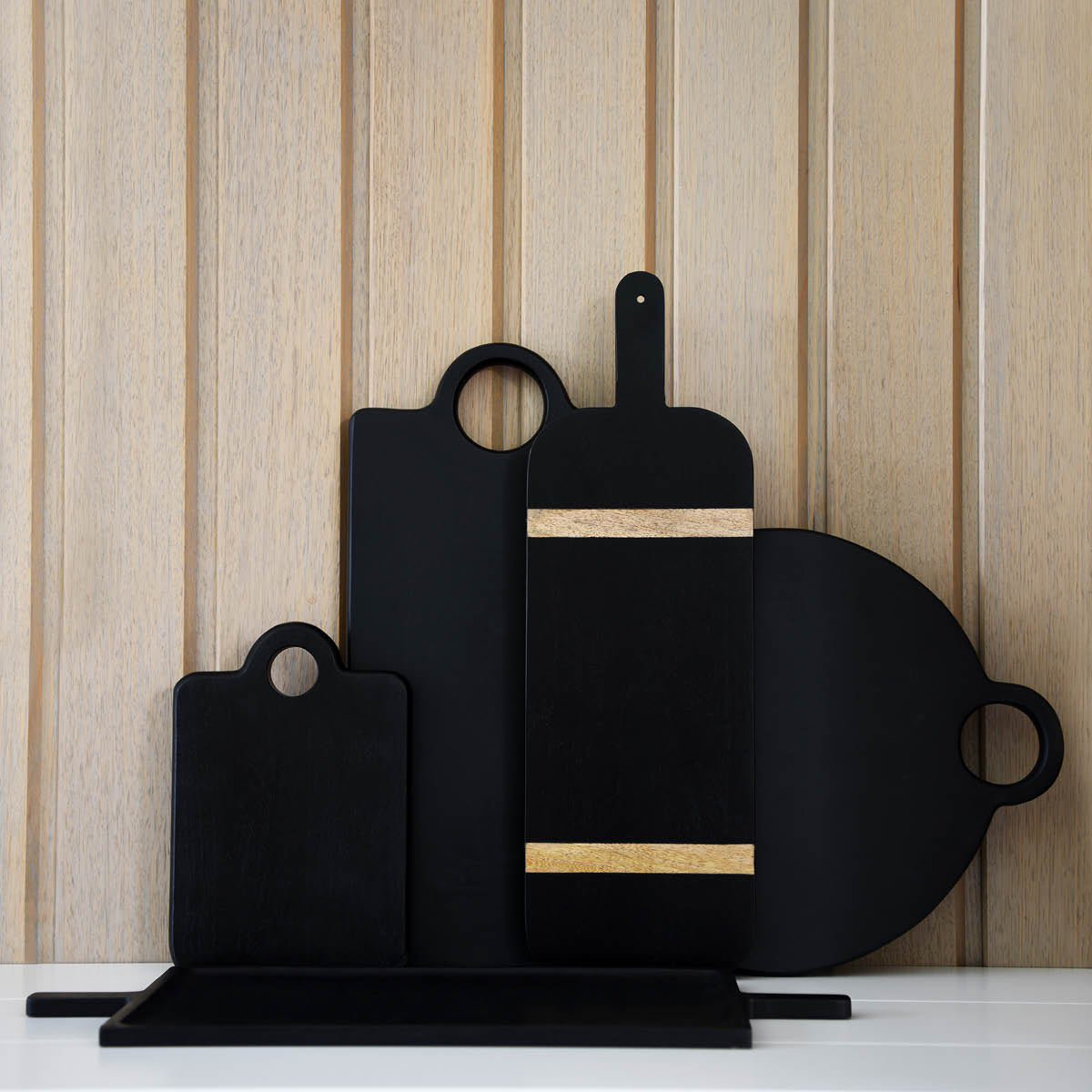 04982 Chef Inox Serve Black Acacia Board with Loop Handle 510x254x25mm Tomkin Australia Hospitality Supplies