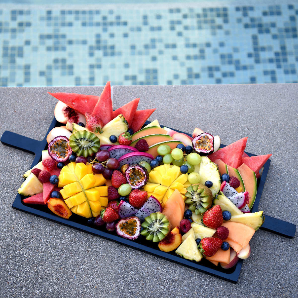 04981 Chef Inox Serve Black Acacia Paddle Board with Two Handles 580x254x25mm Tomkin Australia Hospitality Supplies