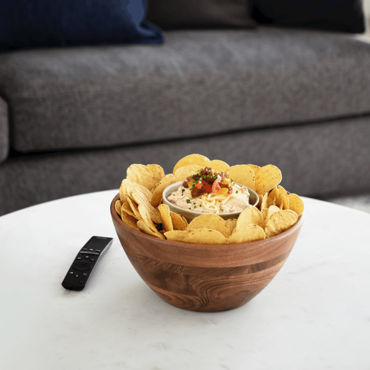 04775 Chef Inox Serve Acacia Round Display Bowl Deep 280x130mm Tomkin Australia Hospitality Supplies