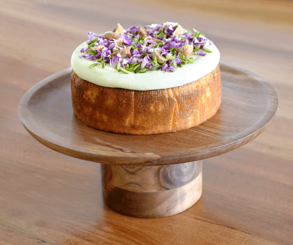 Serve Natural Acacia Round Cake Stand Pilar 300x140mm